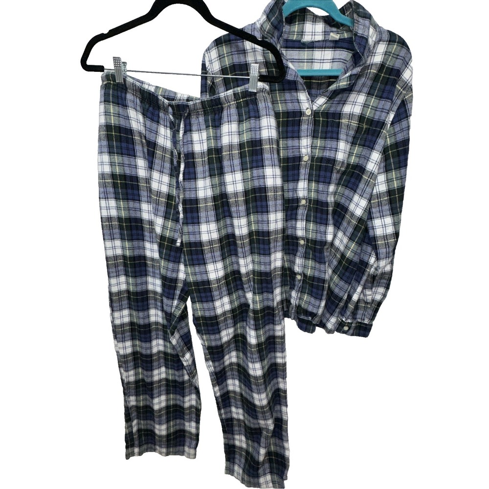 VTG LL Bean 2 Piece Plaid Cotton Women's XL